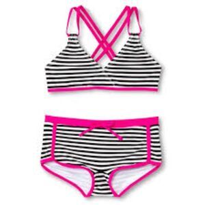 Xhilaration Girls Striped Boyshorts Swimsuit Bikini XL 14/16